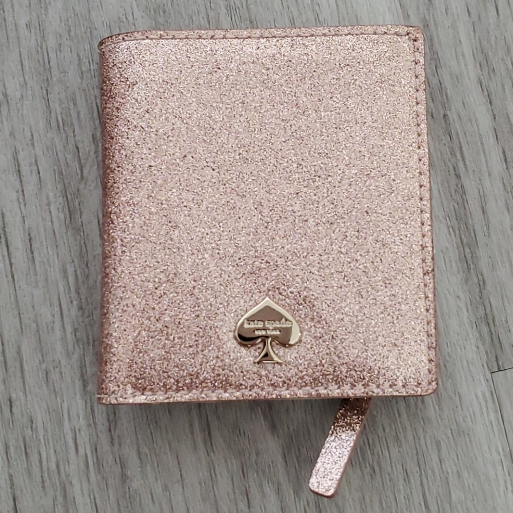 Kate Spade Small Bifold Wallet in Rose Gold